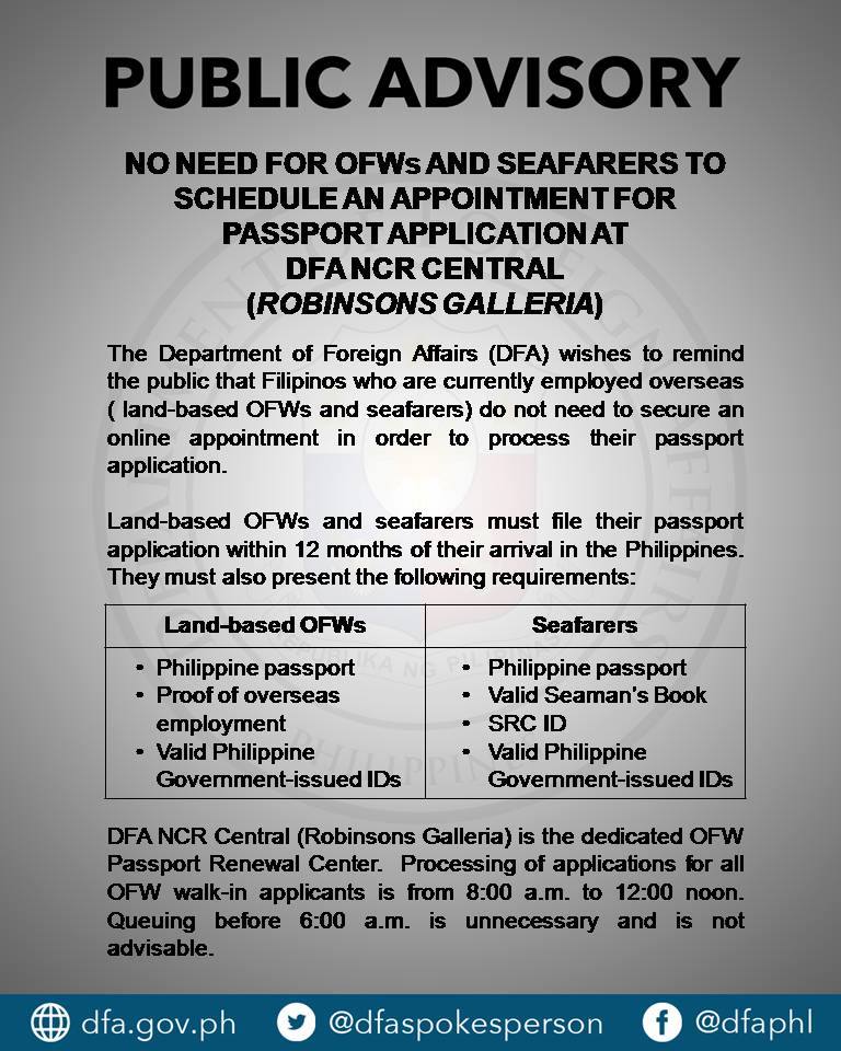 OFW lane passport renewal