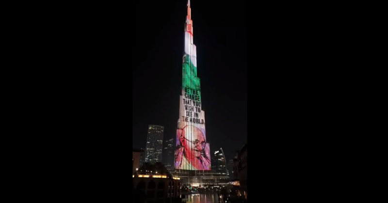 Burj Khalifa Flashes Special Screenings of Mahatma Gandhi to Mark 150th Birth Anniversary