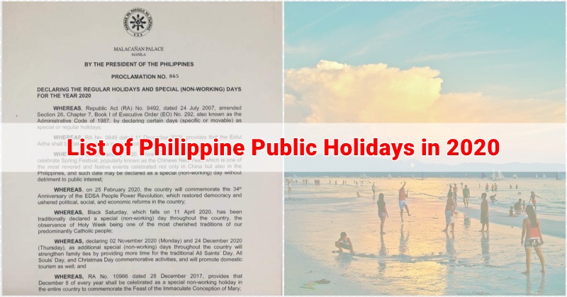 List of Philippine Public Holidays in 2020
