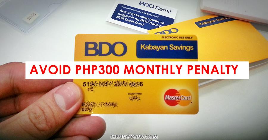 monthly penalty bdo kabayan savings