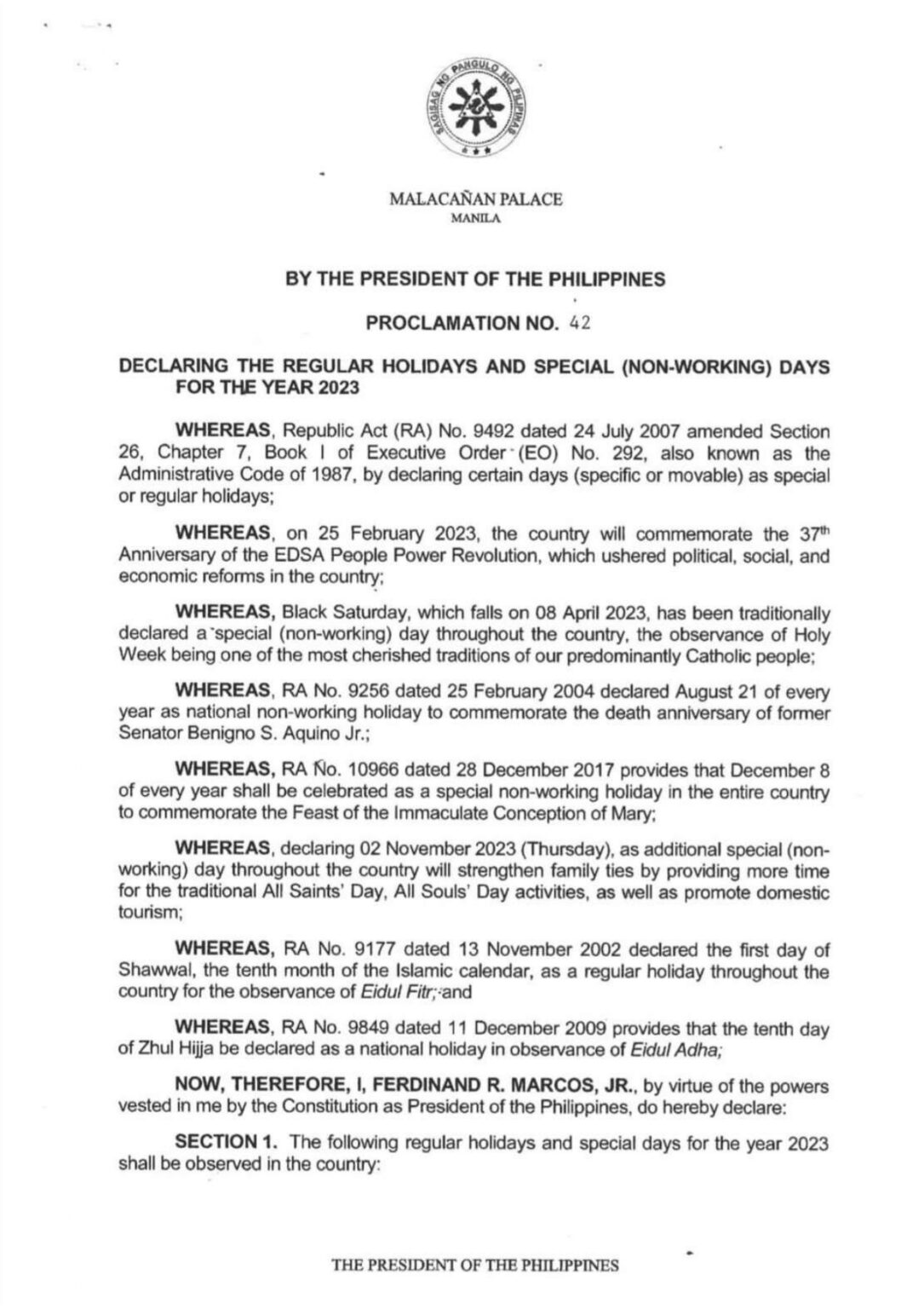 List Of Philippine Public Holidays In 2023 The Pinoy Ofw 1565 HOT