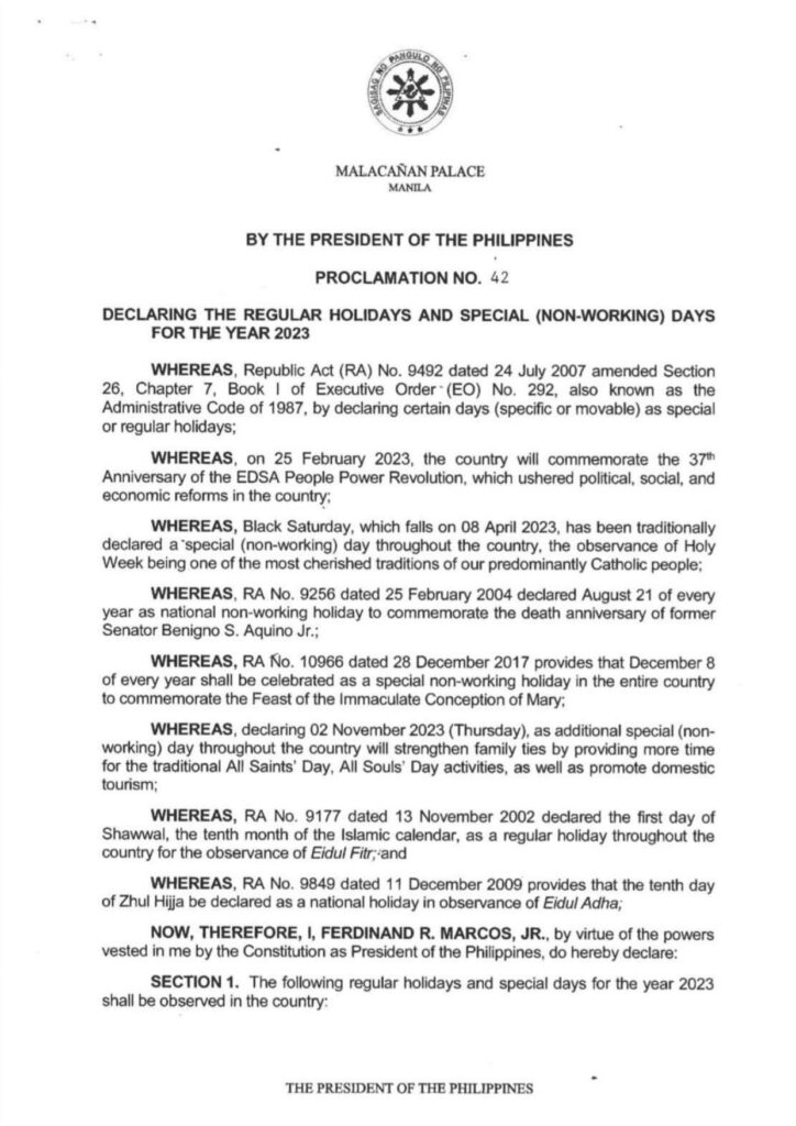 List of Philippine Public Holidays in 2023 The Pinoy OFW