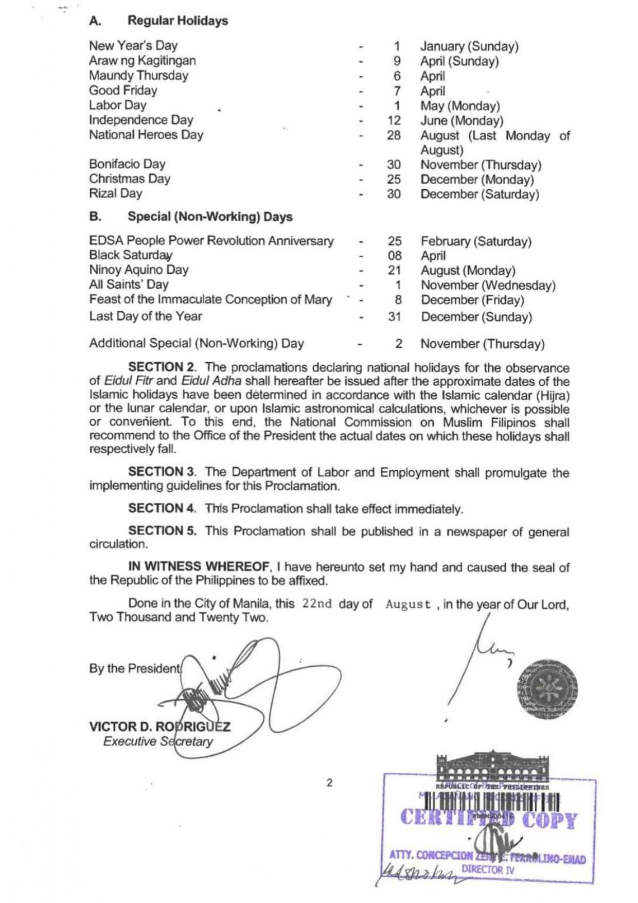 2024 Holidays Philippines Official Gazette Cyndy Madlen