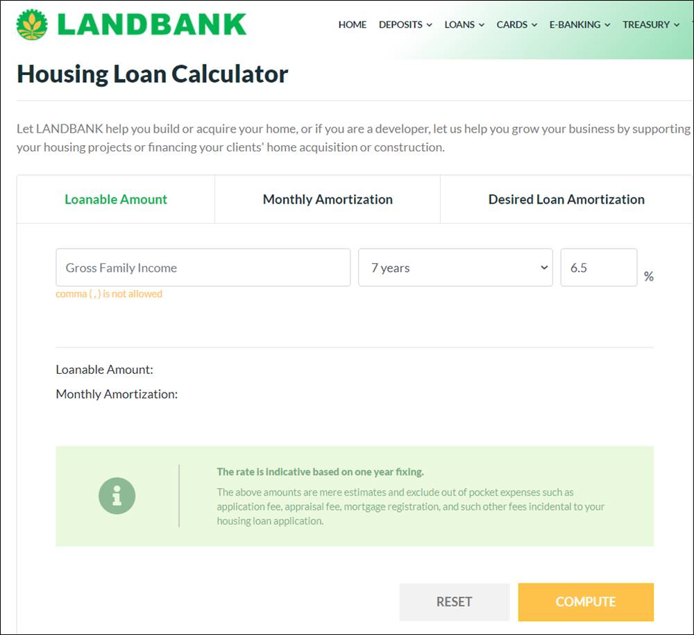 Landbank Loan Calculator