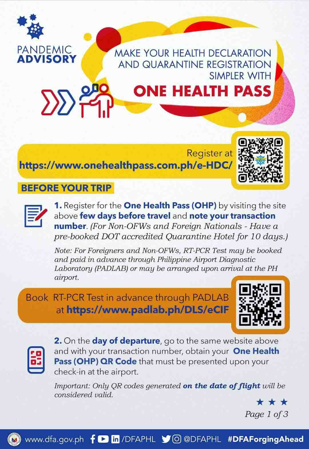 One Health Pass Philippines Before Flight
