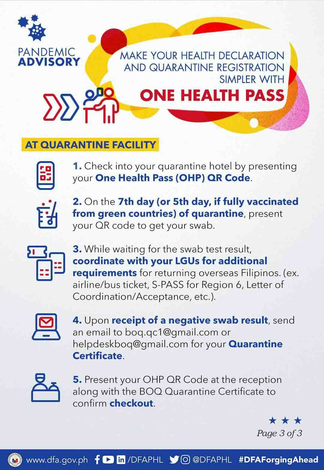 One Health Pass Philippines Quarantine Facility