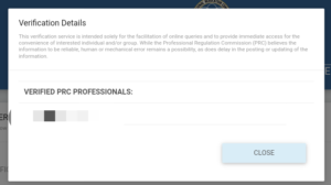 verify prc license number