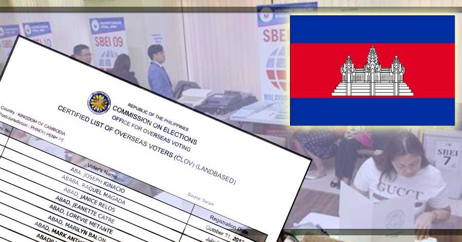 Official List of Registered Filipino Voters in Cambodia for 2022 National Elections