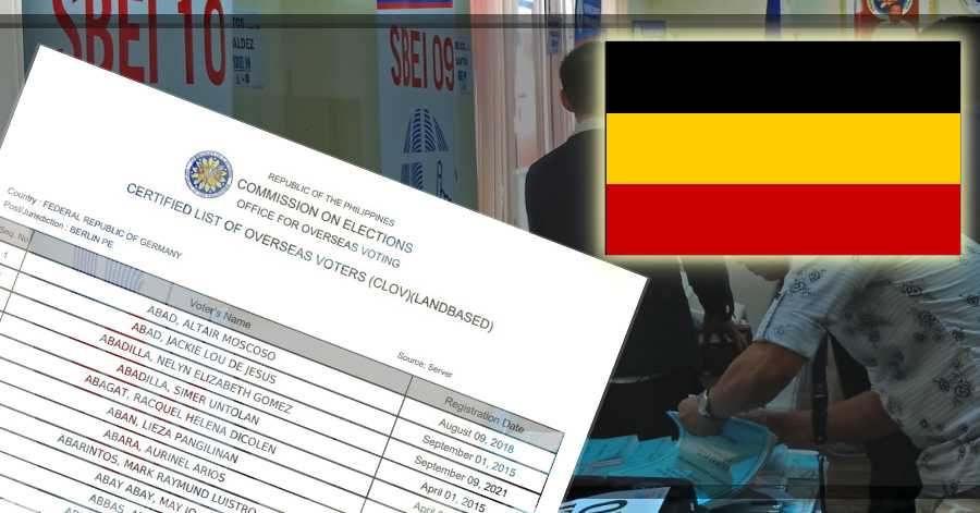 Official List of Registered Filipino Voters in Germany for 2022 National Elections