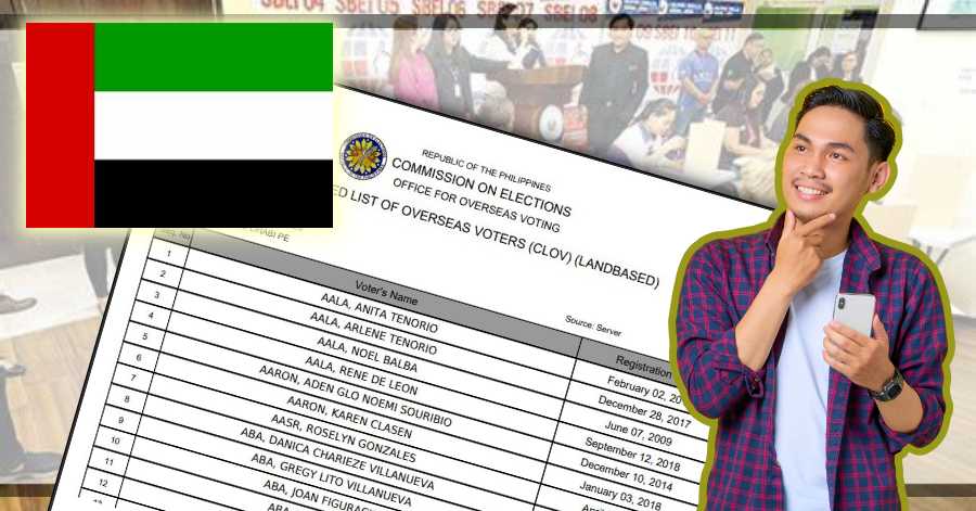 Official List of Registered Filipino Voters in UAE for 2022 National Elections