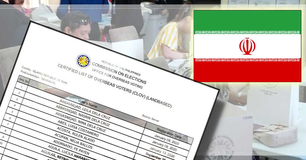 Official List of Registered Filipino Voters in Iran for 2022 National Elections