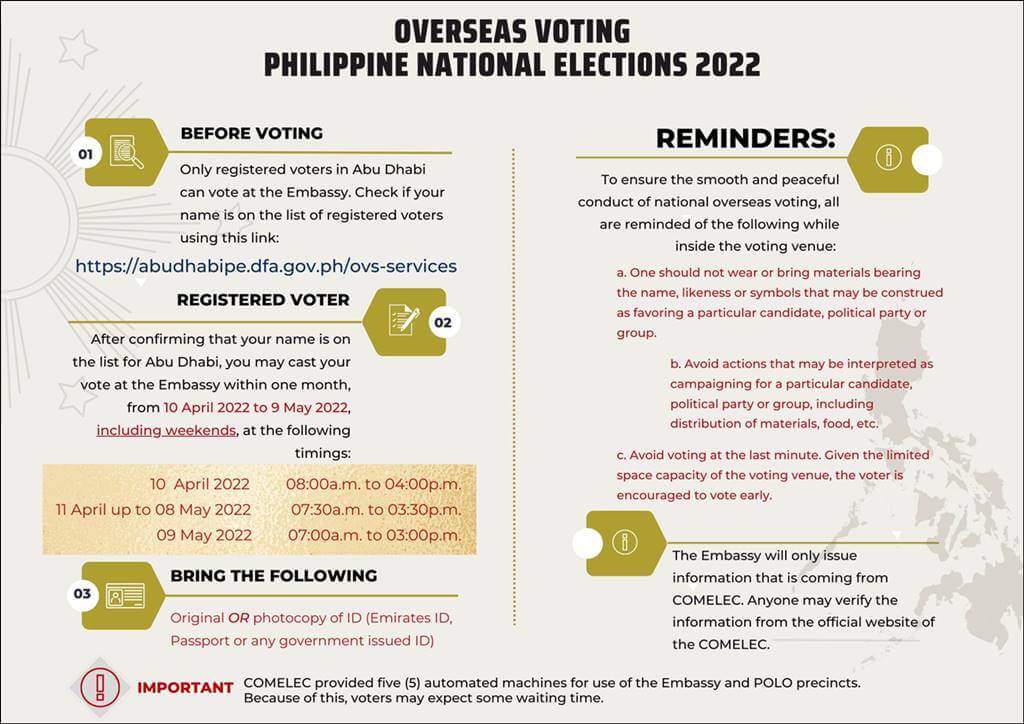 filipino overseas voting by comelec at philippine embassy uae procedure