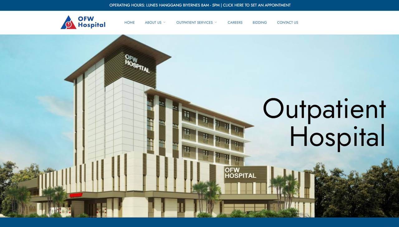 screenshot of ofw hospital website