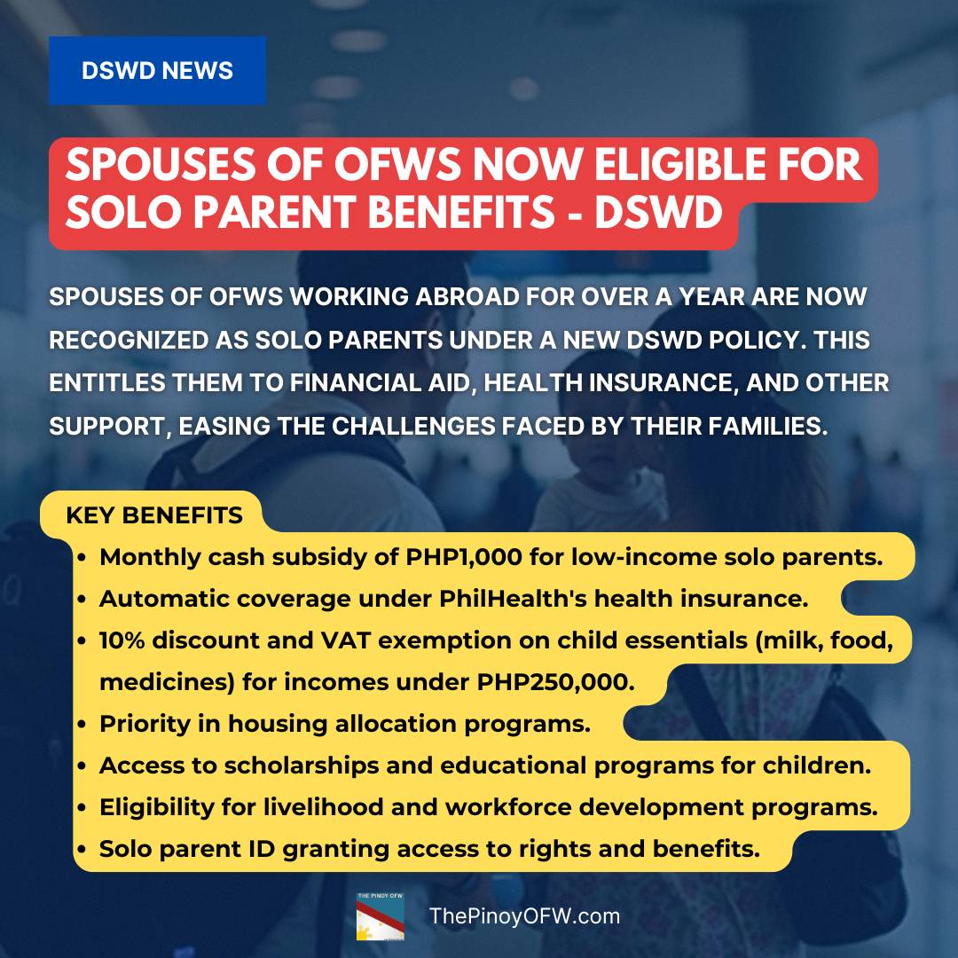 spouses of ofws become solo parents and get benefits
